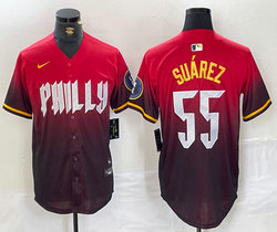 Nike Philadelphia Phillies #55 Ranger Suárez 2024 City Red Authentic Stitched MLB Jersey