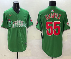 Nike Philadelphia Phillies #55 Ranger Suárez Green 3(III) Joint With Patch MLB Jersey