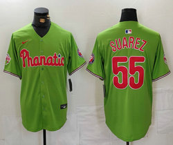 Nike Philadelphia Phillies #55 Ranger Suárez Green With Patch MLB Jersey