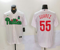 Nike Philadelphia Phillies #55 Ranger Suárez White (Red Strip) Joint Authentic Stitched MLB Jersey