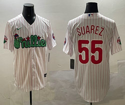 Nike Philadelphia Phillies #55 Ranger Suárez White 3(III) Joint With Patch MLB Jersey