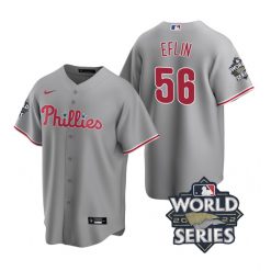 Nike Philadelphia Phillies #56 Zach Eflin 2022 World Series Gray Game Authentic Stitched MLB Jersey