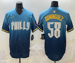 Nike Philadelphia Phillies #58 Seranthony Dominguez 2024 City Blue Stitched NBA Jersey