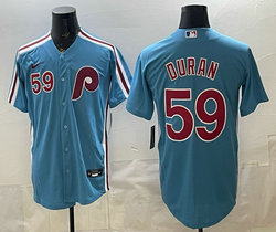 Nike Philadelphia Phillies #59 Jhoan Durán Blue Throwback Authentic Stitched MLB Jersey