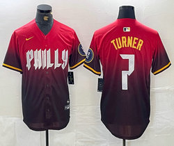 Nike Philadelphia Phillies #7 Trea Turner 2024 Red City Blue Authentic Stitched MLB Jersey