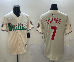 Nike Philadelphia Phillies #7 Trea Turner Cream 3(III) Joint With Patch MLB Jersey