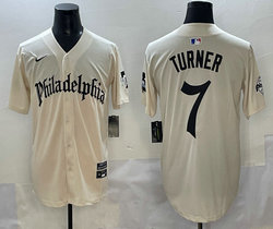 Nike Philadelphia Phillies #7 Trea Turner Cream 5(V) Joint MLB Jersey
