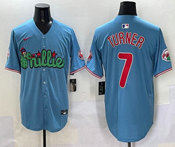 Nike Philadelphia Phillies #7 Trea Turner Light Blue 3(III) Joint With Patch MLB Jersey