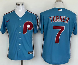 Nike Philadelphia Phillies #7 Trea Turner Light Blue Game Authentic Stitched MLB Jersey