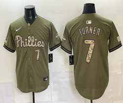 Nike Philadelphia Phillies #7 Trea Turner Olive 2026 Armed Forces Day MLB Jersey