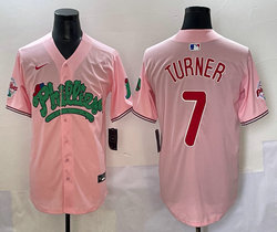 Nike Philadelphia Phillies #7 Trea Turner Pink 4(IV) Stripes Joint MLB Jersey