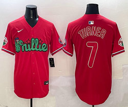 Nike Philadelphia Phillies #7 Trea Turner Red 3(III) Joint With Patch MLB Jersey