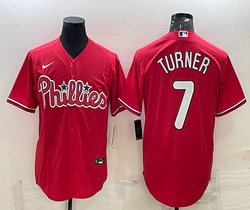 Nike Philadelphia Phillies #7 Trea Turner Red Game Authentic Stitched MLB Jersey
