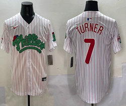 Nike Philadelphia Phillies #7 Trea Turner White Stripes 4(IV) Joint With Patch MLB Jersey