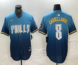 Nike Philadelphia Phillies #8 Nick Castellanos 2024 City Blue Authentic Stitched MLB Jersey