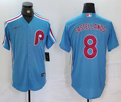 Nike Philadelphia Phillies #8 Nick Castellanos Blue Throwback Authentic Stitched MLB Jersey