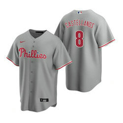 Nike Philadelphia Phillies #8 Nick Castellanos Cray Game Authentic Stitched MLB Jersey