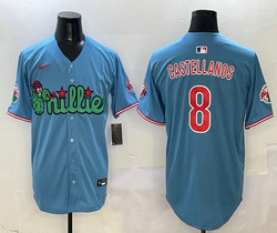 Nike Philadelphia Phillies #8 Nick Castellanos Light blue 3(III) Joint With Patch MLB Jersey