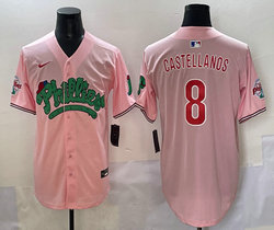 Nike Philadelphia Phillies #8 Nick Castellanos Pink 4(IV) Stripes Joint MLB Jersey