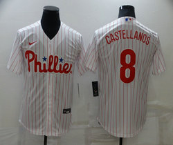 Nike Philadelphia Phillies #8 Nick Castellanos White (Red Strip) Game Authentic Stitched MLB Jersey