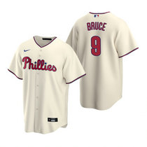 Nike Philadelphia Phillies #9 Jay Bruce Cream Game Authentic Stitched MLB Jersey