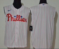 Nike Philadelphia Phillies #Blank White (Red Strip) sleeveless Game Authentic Stitched MLB Jersey