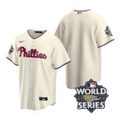 Nike Philadelphia Phillies Blank 2022 World Series Cream Game Authentic Stitched MLB Jersey
