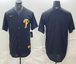 Nike Philadelphia Phillies Blank Black Gold 4(IV) Authentic Stitched MLB Jersey