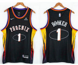 Nike Phoenix Suns #1 Devin Booker 75th anniversary 2021 With Advertising Authentic Stitched NBA jersey