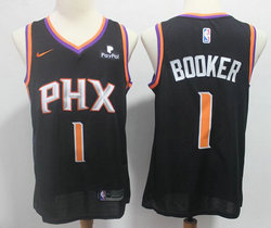 Nike Phoenix Suns #1 Devin Booker Black Game Statement Edition With Advertising Authentic Stitched NBA Jersey