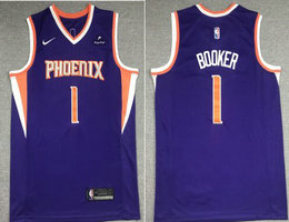Nike Phoenix Suns #1 Devin Booker Purple 2021 With Advertising Authentic Stitched NBA jersey