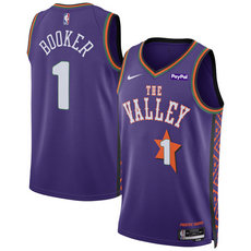 Nike Phoenix Suns #1 Devin Booker Purple 2024-25 City Stitched NBA Jersey