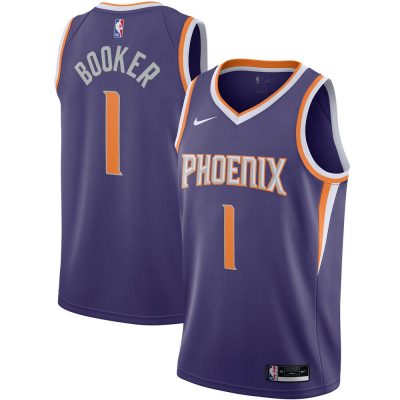 Nike Phoenix Suns #1 Devin Booker Purple Authentic Stitched NBA jersey