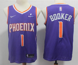 Nike Phoenix Suns #1 Devin Booker Purple Game With Advertising Authentic Stitched NBA Jersey