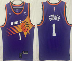 Nike Phoenix Suns #1 Devin Booker Throwback Purple 22-23 With Advertising Authentic Stitched NBA Jersey