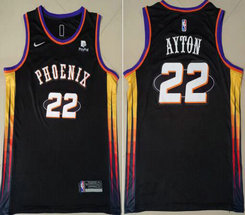 Nike Phoenix Suns #22 DeAndre Ayton Black 2021-2022 With Advertising Authentic Stitched NBA jersey