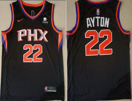 Nike Phoenix Suns #22 DeAndre Ayton Black 2021 With Advertising Authentic Stitched NBA jersey