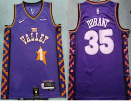 Nike Phoenix Suns #35 Kevin Durant Purple 2024-25 City With Advertising Stitched Jersey