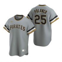 Nike Pittsburgh Pirates #25 Gregory Polanco Gray Pullover Game Authentic Stitched MLB Jersey