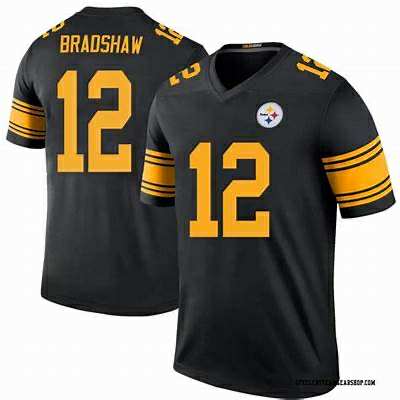 Nike Pittsburgh Steelers #12 Terry Bradshaw Black Gold Name Vapor Untouchable NFL jersey
