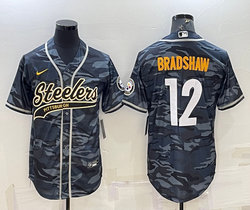 Nike Pittsburgh Steelers #12 Terry Bradshaw Grey Camo With Patch Joint Adults Authentic Stitched baseball jersey