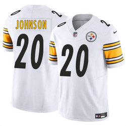 Nike Pittsburgh Steelers #20 Kaleb Johnson White 2025 Draft Authentic Stitched NFL Jersey