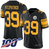 Nike Pittsburgh Steelers #39 Minkah Fitzpatrick With 100th Season Patch Black Rush Limited Authentic Stitched NFL Jersey