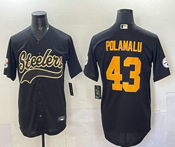 Nike Pittsburgh Steelers #43 Troy Polamalu Black 3(III) Joint baseball jersey