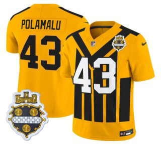 Nike Pittsburgh Steelers #43 Troy Polamalu Gold 1933 Throwback Stitched NFL Jersey