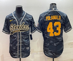 Nike Pittsburgh Steelers #43 Troy Polamalu Grey Camo With Patch Joint Adults Authentic Stitched baseball jersey
