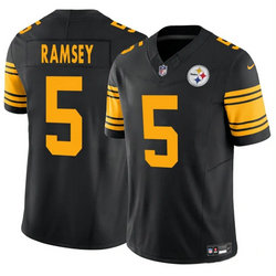Nike Pittsburgh Steelers #5 Jalen Ramsey Black Gold number Stitched NFL Jersey