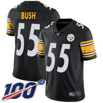 Nike Pittsburgh Steelers #55 Devin Bush With 100th Season Patch Black Rush Authentic stitched NFL jersey