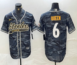 Nike Pittsburgh Steelers #6 Patrick Queen Grey Camo Joint Authentic Stitched baseball jersey