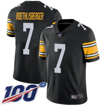 Nike Pittsburgh Steelers #7 Ben Roethlisberger With 100th Season Patch Black New Vapor Untouchable Authentic stitched NFL jersey